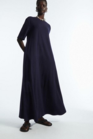 COS Voluminous Maxi T-shirt Ruha Női Sötétkék | SGF-132469