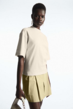 COS Waisted Mock-neck Póló Női Bézs | VTN-538240