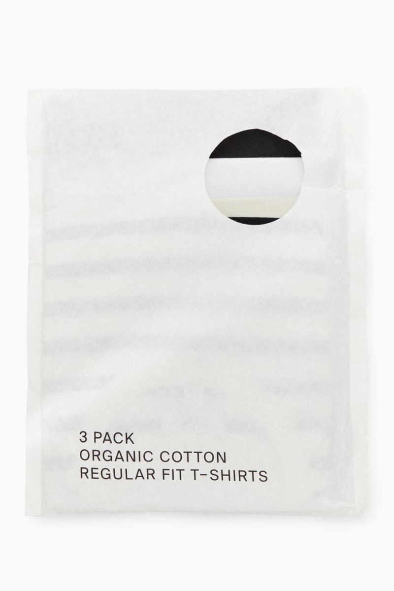 COS 3-pack Regular-fit Mid-weigh Póló Női Fekete Fehér | OAL-462938