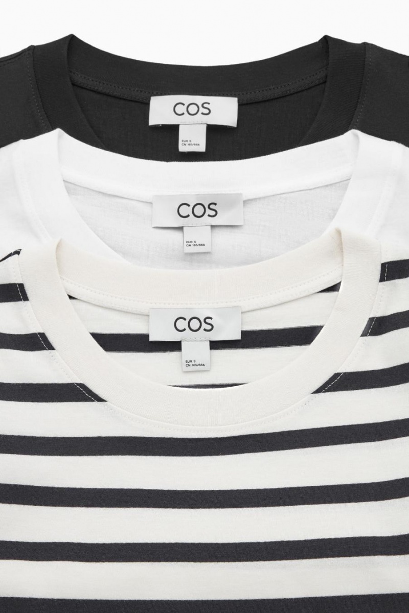 COS 3-pack Regular-fit Mid-weigh Póló Női Fekete Fehér | OAL-462938