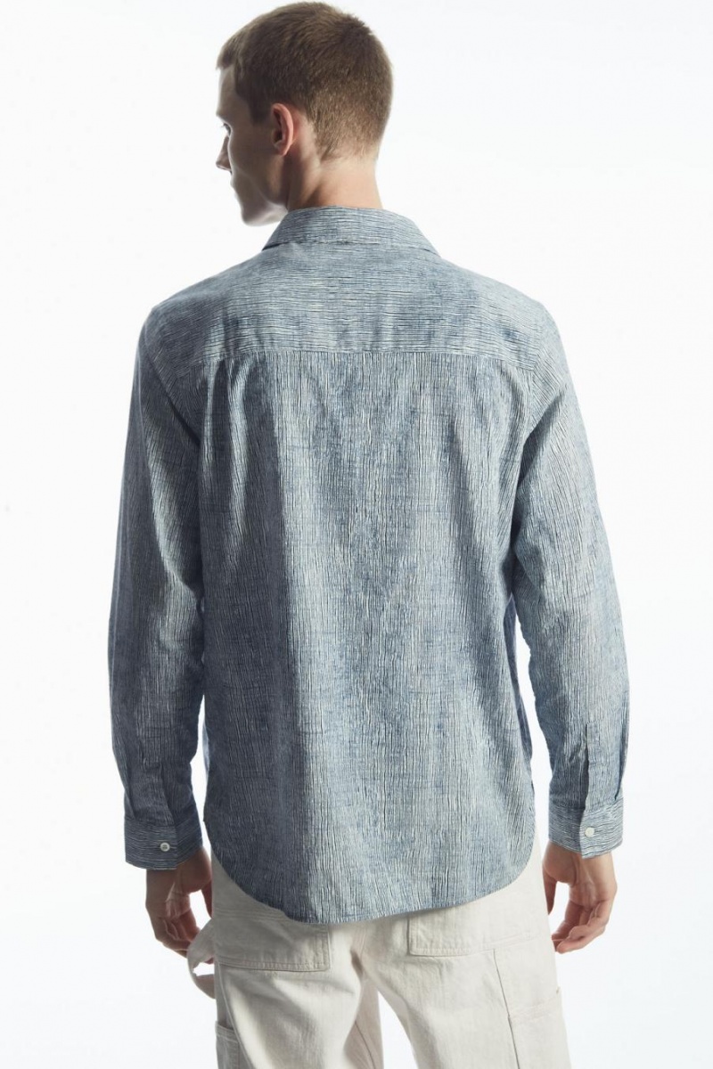 COS Abstract-print Ing Férfi Kék Fehér | CGO-985721