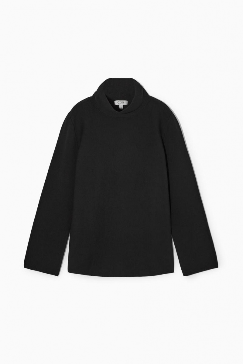 COS A-line Funnel-neck Felső Női Fekete | MTP-095283