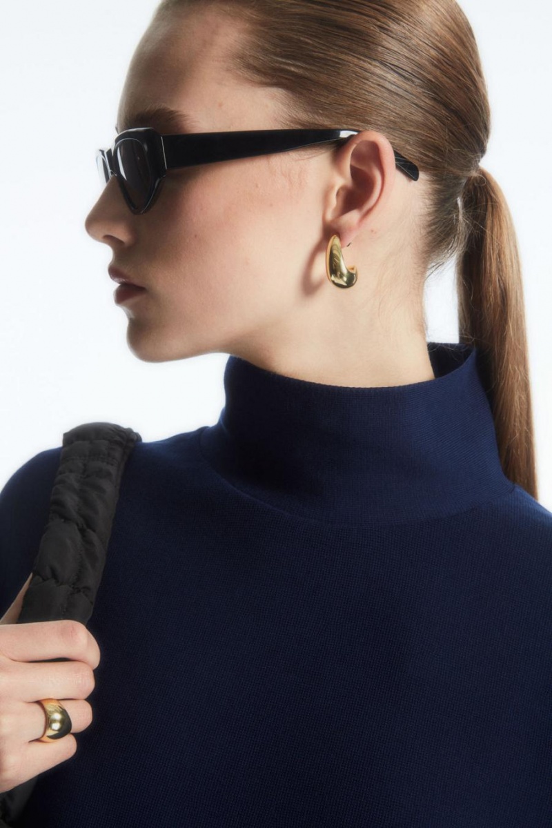 COS A-line Funnel-neck Felső Női Sötétkék | ROT-934651
