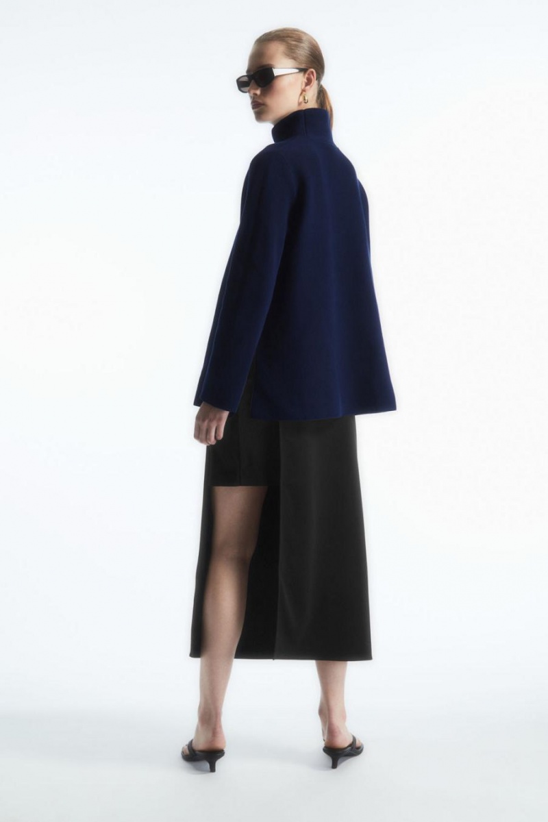 COS A-line Funnel-neck Felső Női Sötétkék | ROT-934651