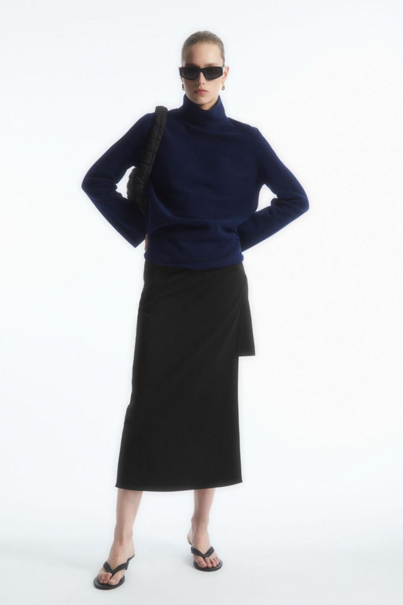 COS A-line Funnel-neck Felső Női Sötétkék | ROT-934651