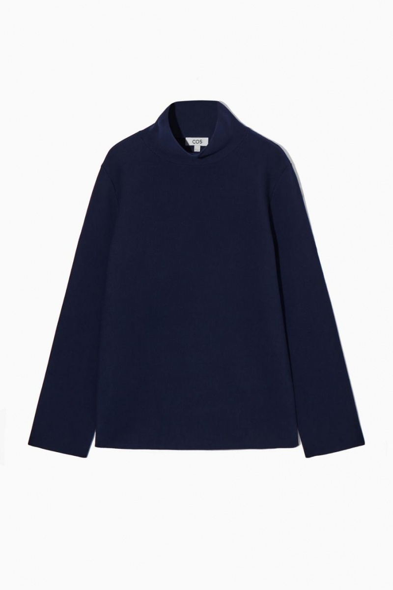 COS A-line Funnel-neck Felső Női Sötétkék | ROT-934651