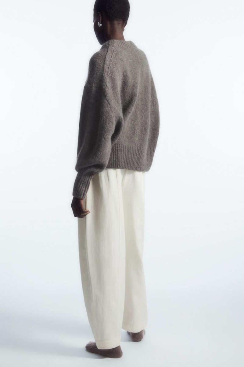 COS Alpaca-blend Crew-neck Jumpers Női Barna | QVU-385702