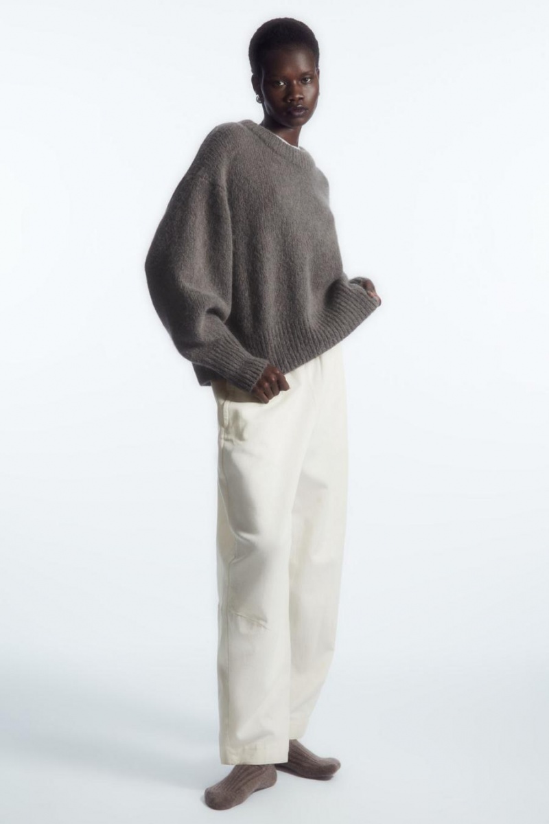 COS Alpaca-blend Crew-neck Jumpers Női Barna | QVU-385702