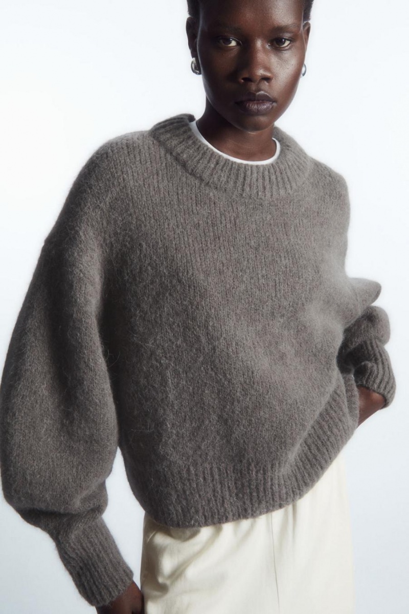 COS Alpaca-blend Crew-neck Jumpers Női Barna | QVU-385702