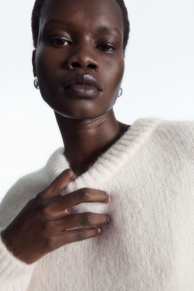 COS Alpaca-blend Crew-neck Jumpers Női Fehér | YXJ-538479