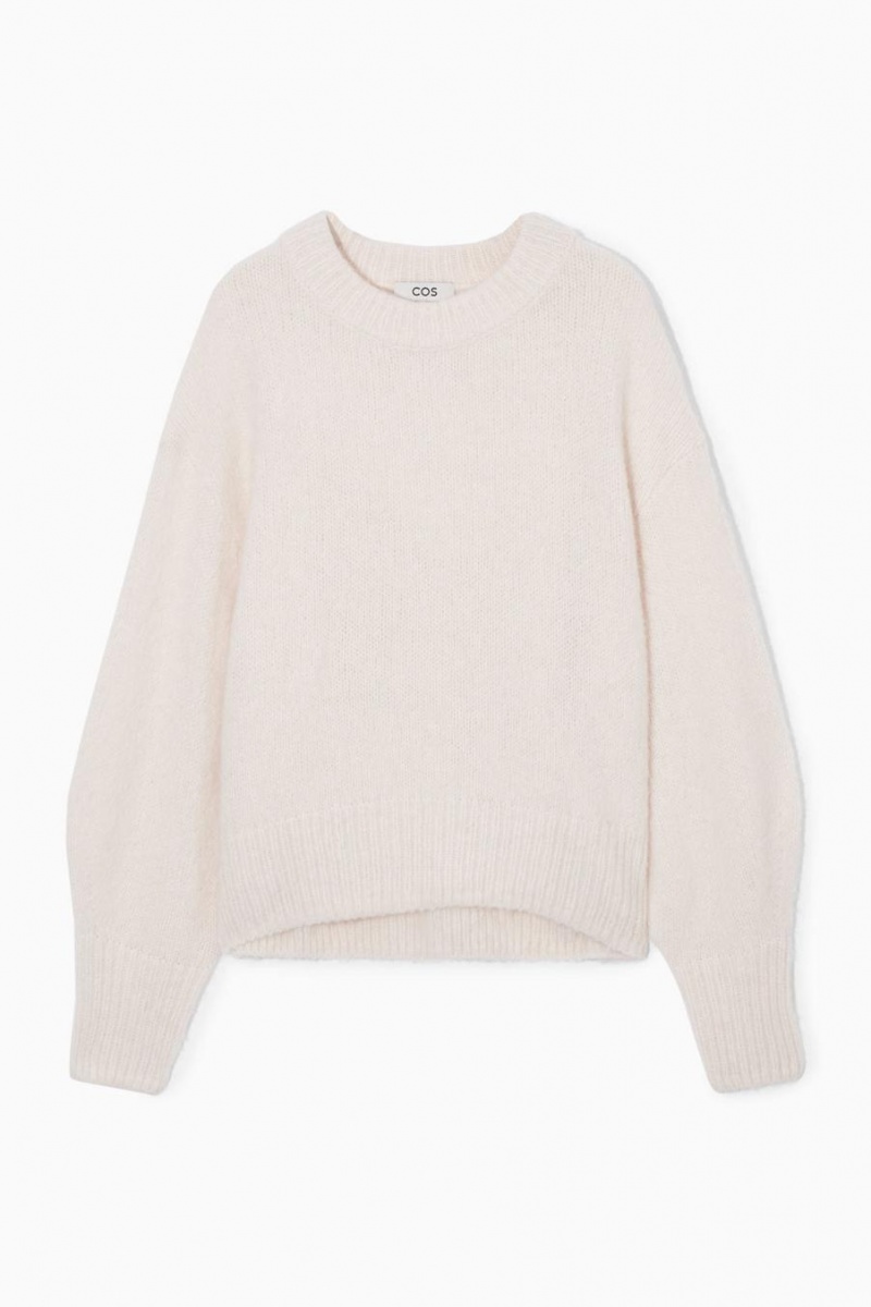COS Alpaca-blend Crew-neck Jumpers Női Fehér | YXJ-538479