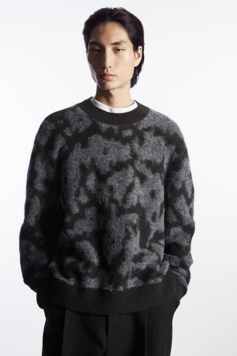 COS Animal-jacquard Alpaca-blend Jumpers Férfi Sötétbarna Szürke | NLM-415278