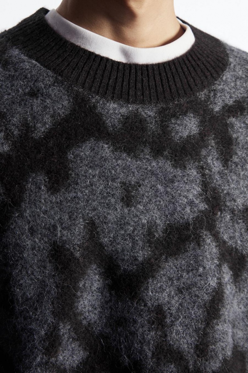 COS Animal-jacquard Alpaca-blend Jumpers Férfi Sötétbarna Szürke | NLM-415278