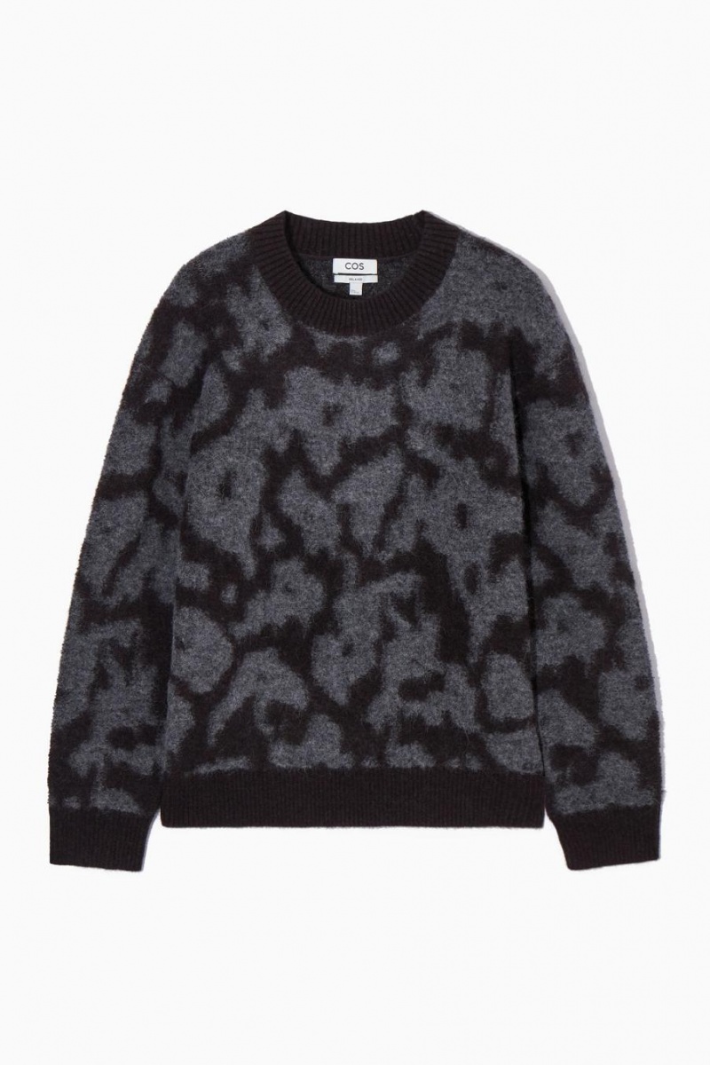 COS Animal-jacquard Alpaca-blend Jumpers Férfi Sötétbarna Szürke | NLM-415278