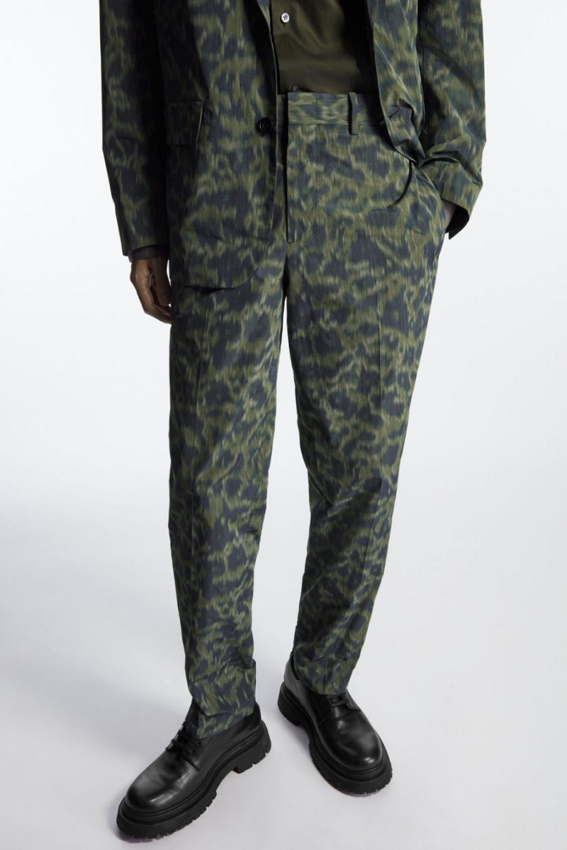 COS Animal-jacquard - Egyenes Nadrág Férfi Khaki Világos Zöld | NXR-765238