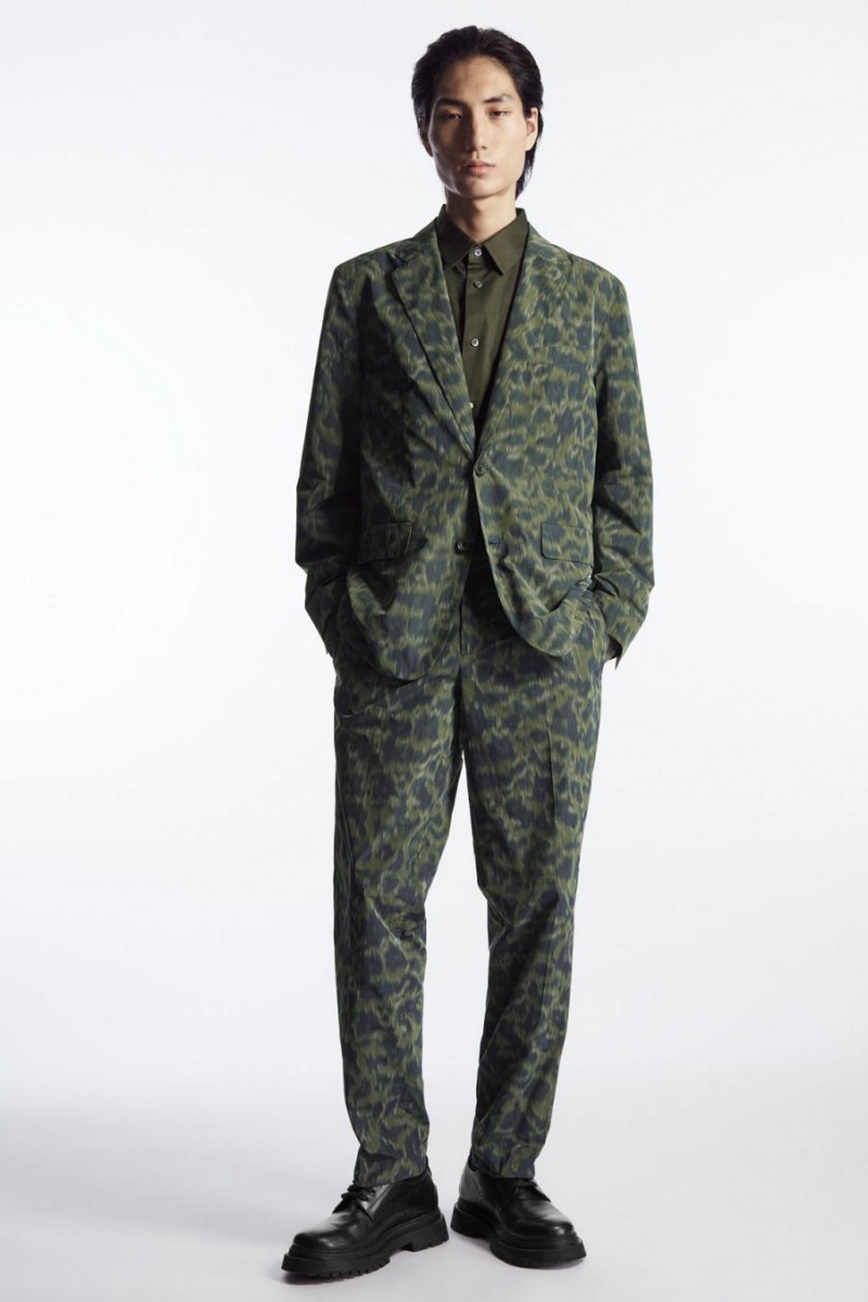 COS Animal-jacquard - Egyenes Nadrág Férfi Khaki Világos Zöld | NXR-765238