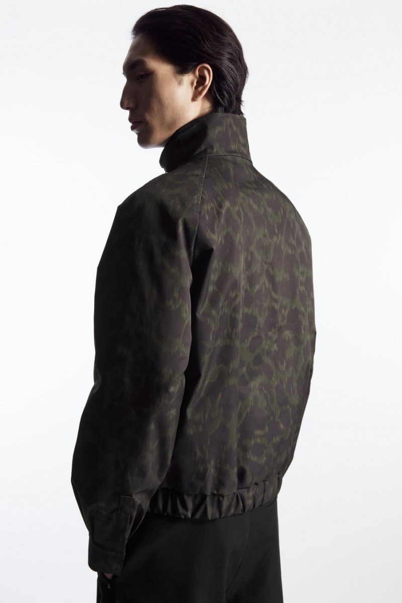 COS Animal-print Harrington Kabát Férfi Khaki Barna | NJH-918037
