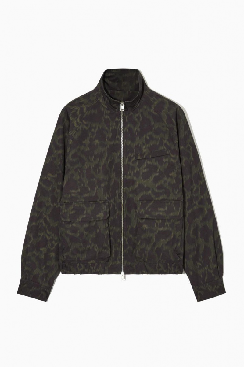 COS Animal-print Harrington Kabát Férfi Khaki Barna | NJH-918037
