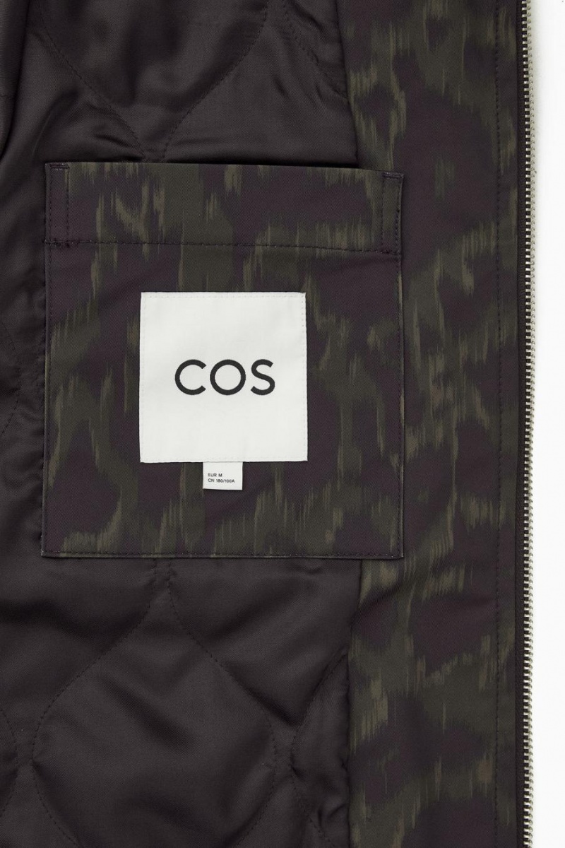 COS Animal-print Harrington Kabát Férfi Khaki Barna | NJH-918037