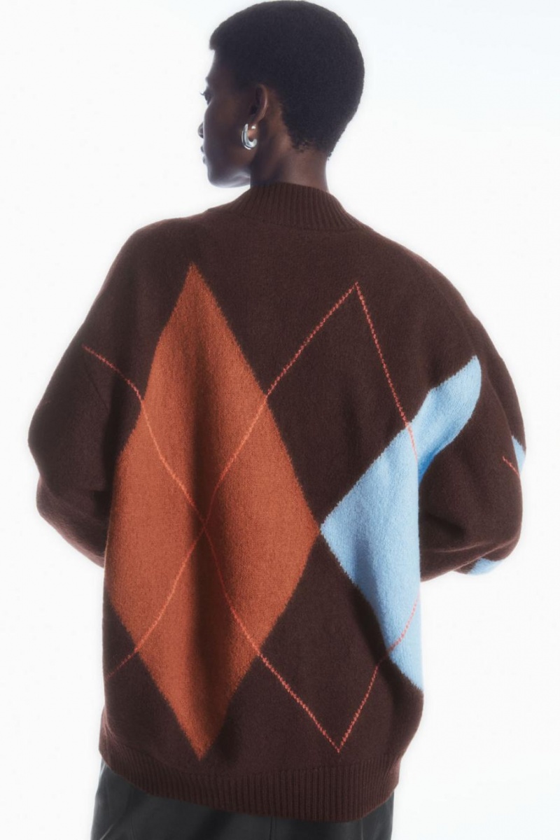 COS Argyle Gyapjú Kardigán Női Barna | RAV-036214