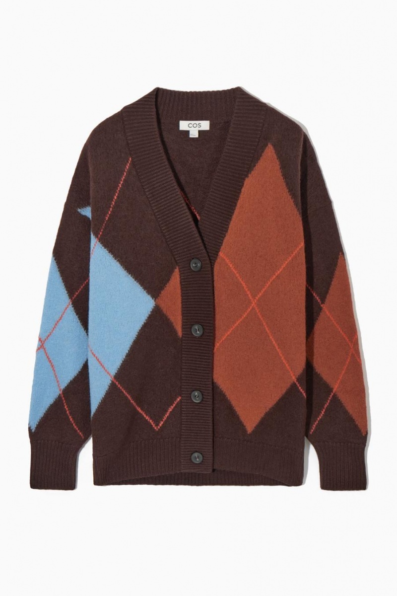 COS Argyle Gyapjú Kardigán Női Barna | RAV-036214