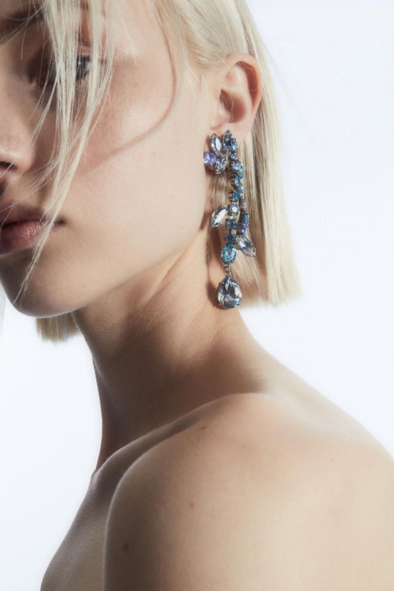 COS Asymmetric Crystal Fülbevalók Női Titán Kék | DQE-306247
