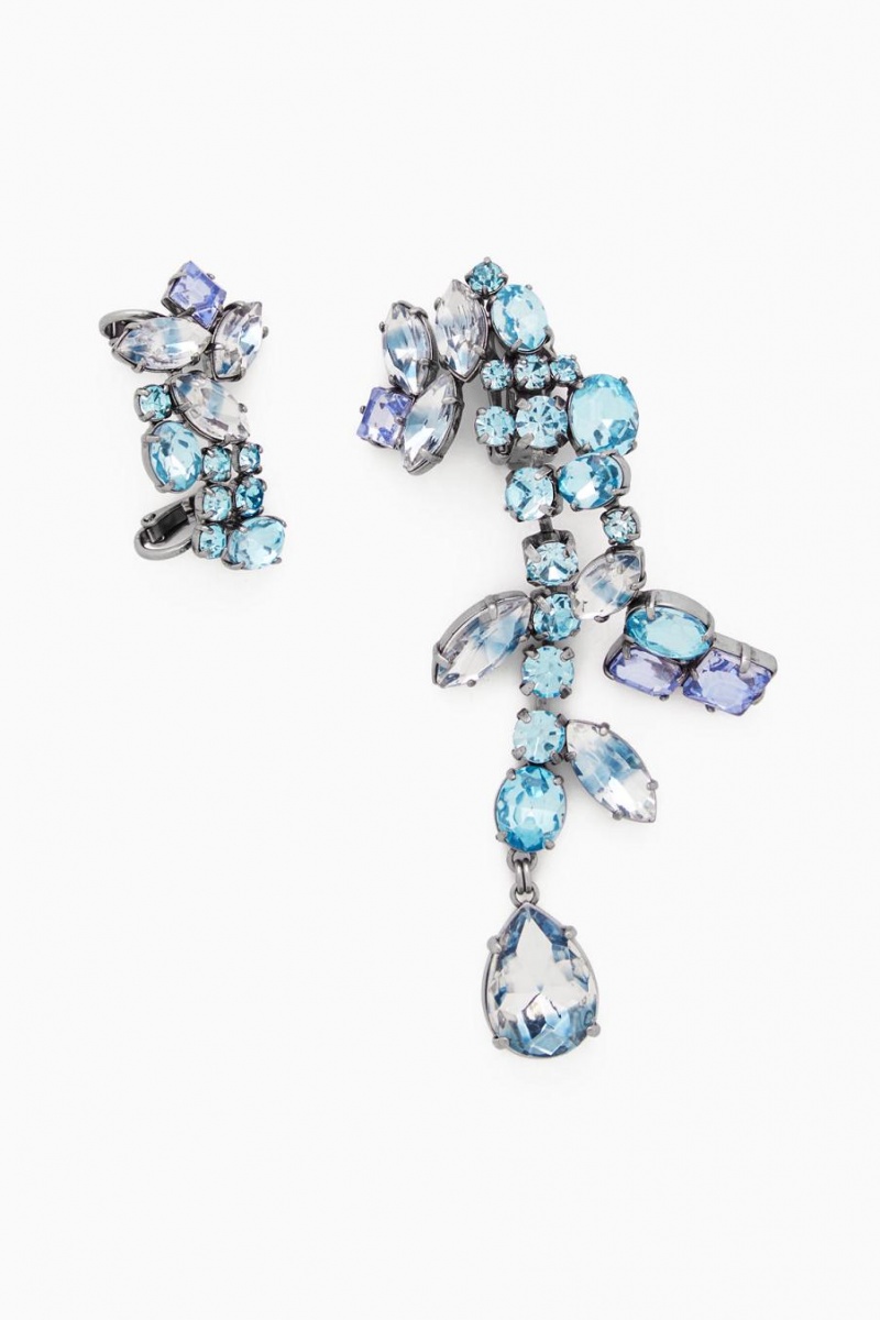 COS Asymmetric Crystal Fülbevalók Női Titán Kék | DQE-306247