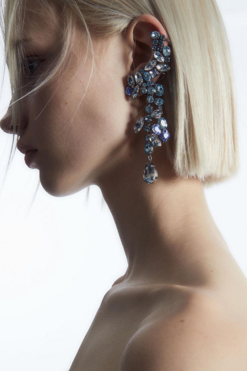 COS Asymmetric Crystal Fülbevalók Női Titán Kék | DQE-306247