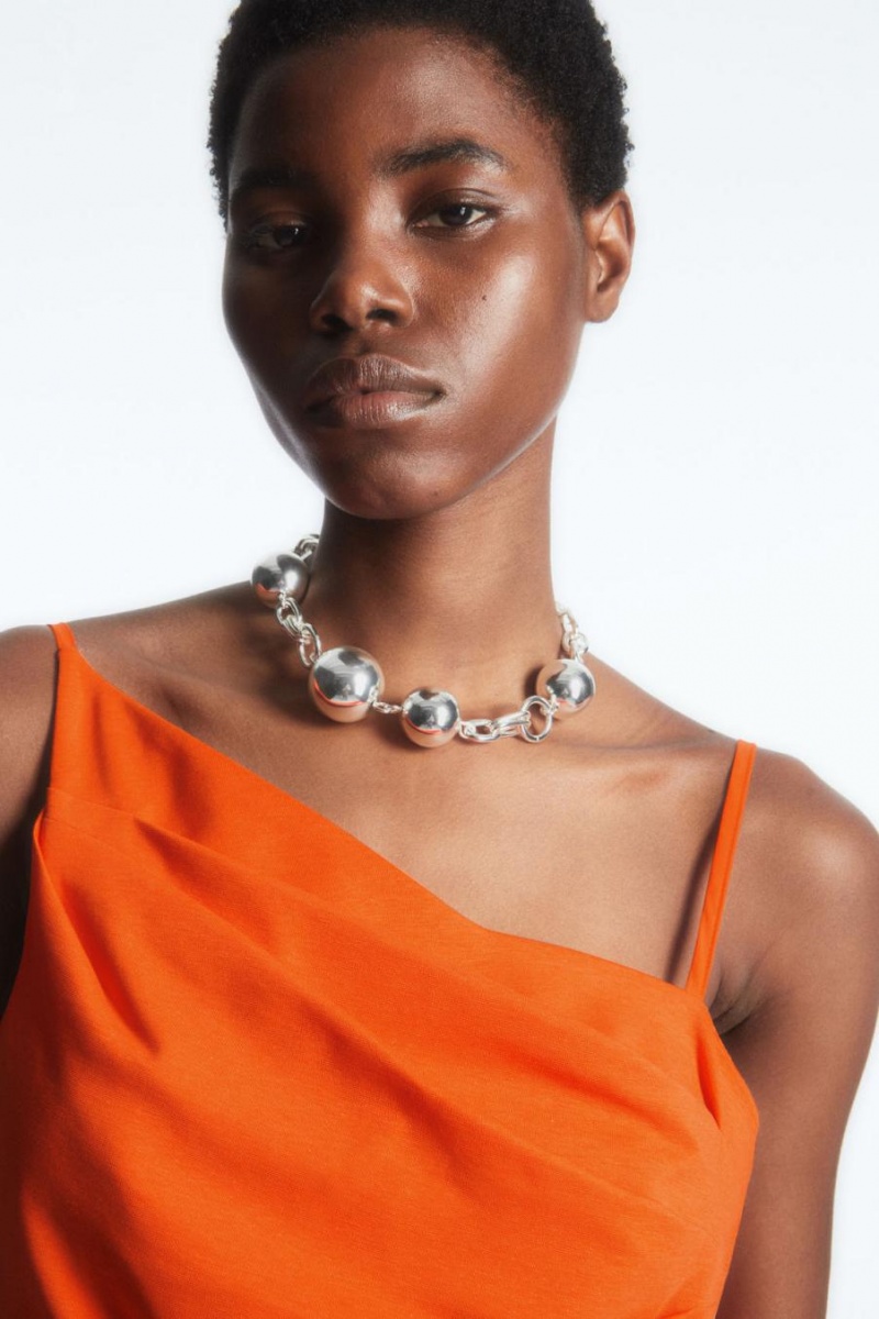 COS Asymmetric Draped Mini Ruha Női Narancssárga | PGL-140379