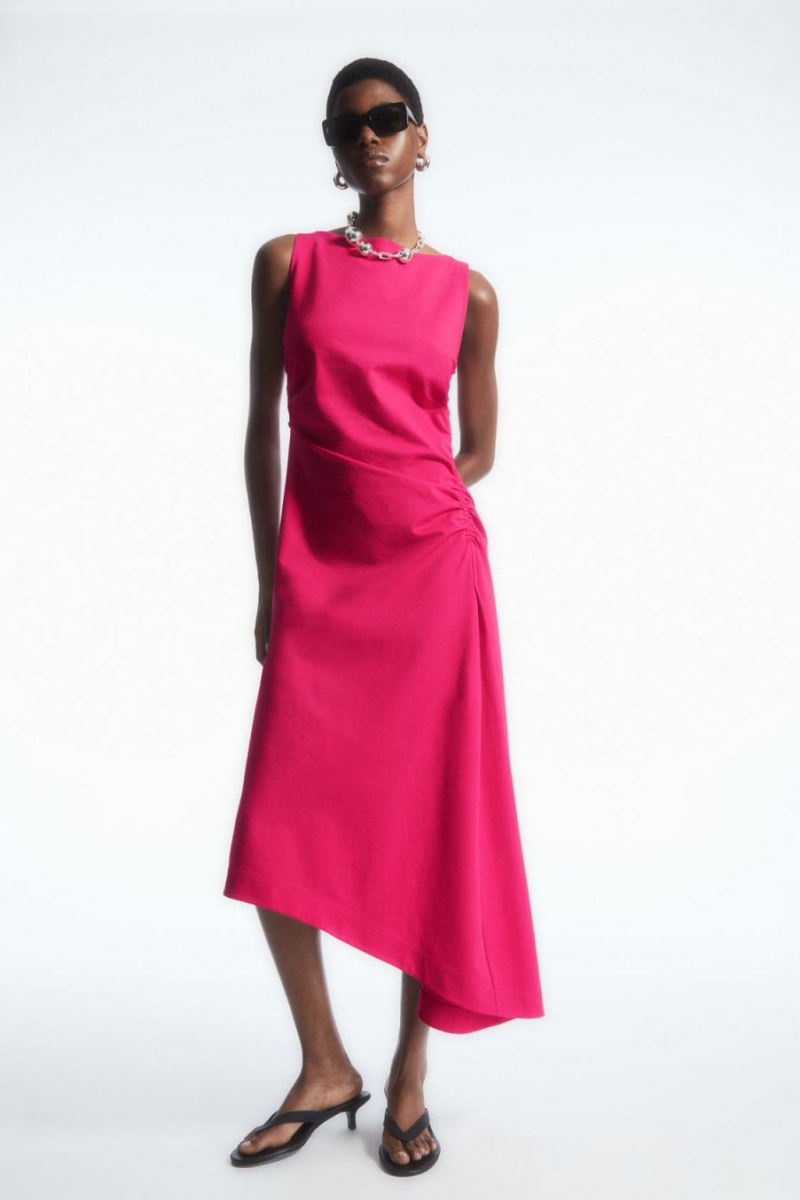 COS Asymmetric Gathered Midi Ruha Női Rózsaszín | YPF-091843