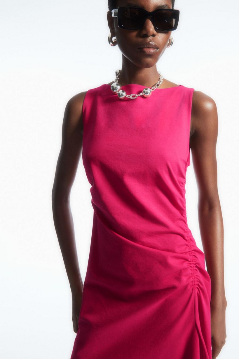 COS Asymmetric Gathered Midi Ruha Női Rózsaszín | YPF-091843