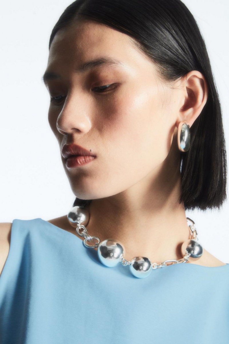 COS Asymmetric Gathered Midi Ruha Női Világos Kék | WHB-743265
