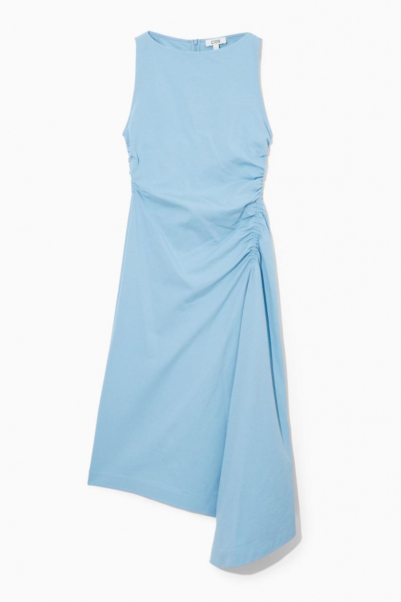 COS Asymmetric Gathered Midi Ruha Női Világos Kék | WHB-743265