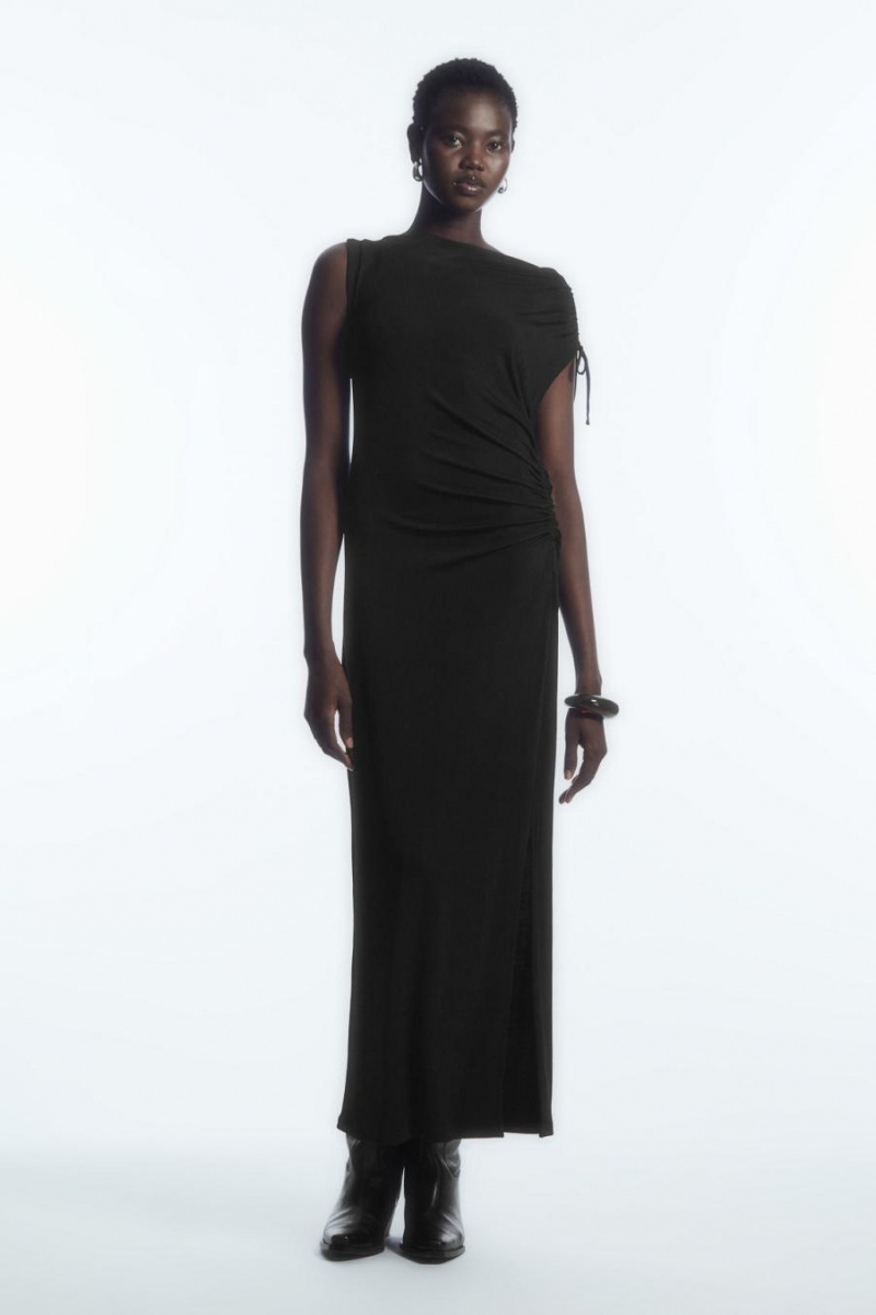 COS Asymmetric Off-the-shoulder Wrap Ruha Női Fekete | XVN-526094