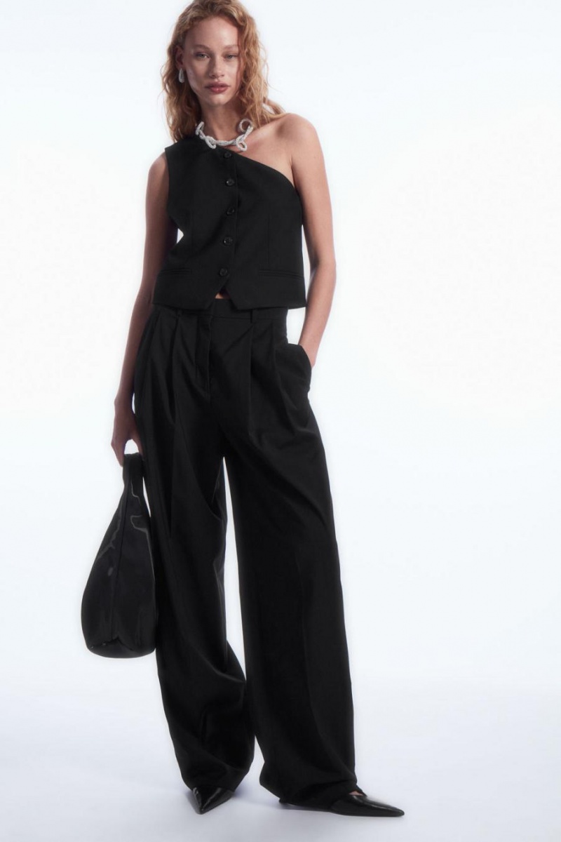 COS Asymmetric Tailored Gyapjú Blézer Női Fekete | DJK-915864