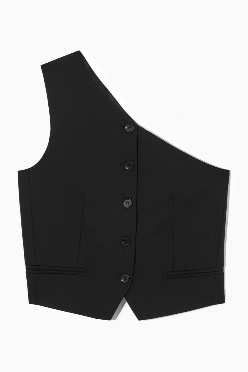 COS Asymmetric Tailored Gyapjú Blézer Női Fekete | DJK-915864