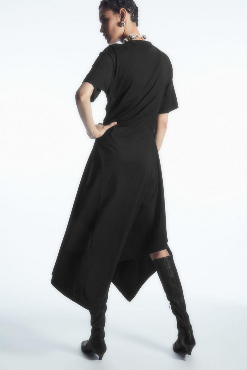 COS Asymmetric T-shirt Ruha Női Fekete | UBY-143975