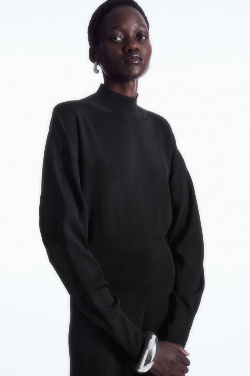 COS Backless Kötött Turtleneck Jumpsuit Női Fekete | SKI-324758