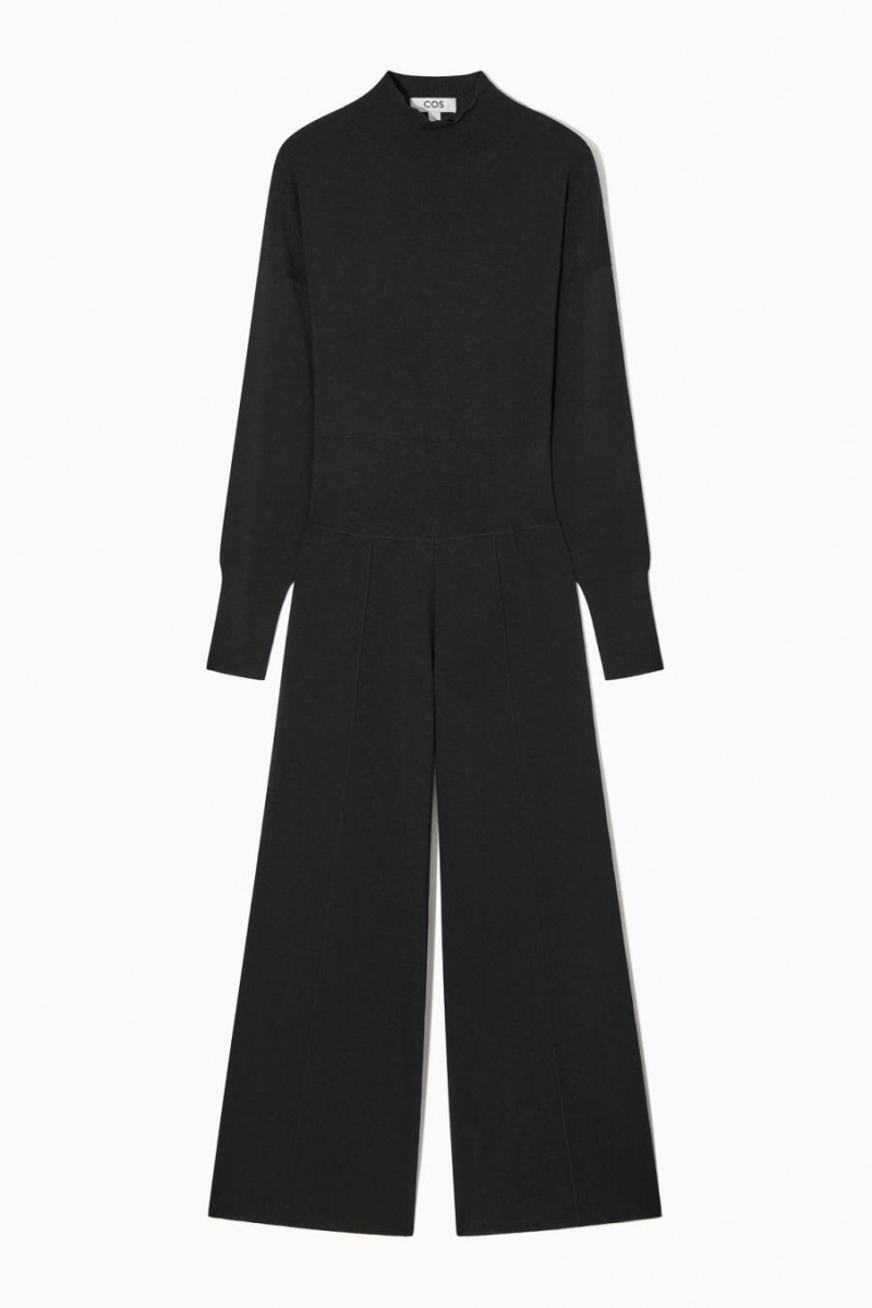 COS Backless Kötött Turtleneck Jumpsuit Női Fekete | SKI-324758