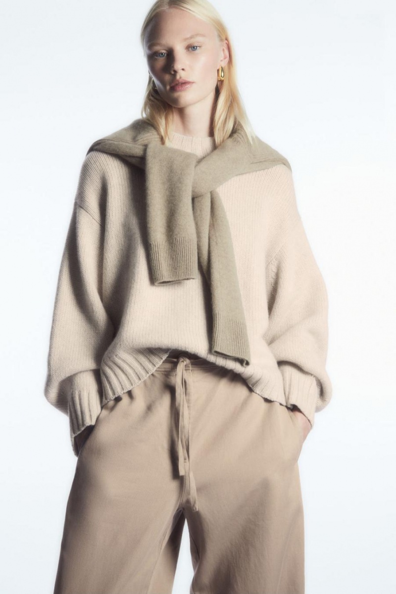COS Barrel-leg Drawstring Nadrág Női Bézs | QZT-697105