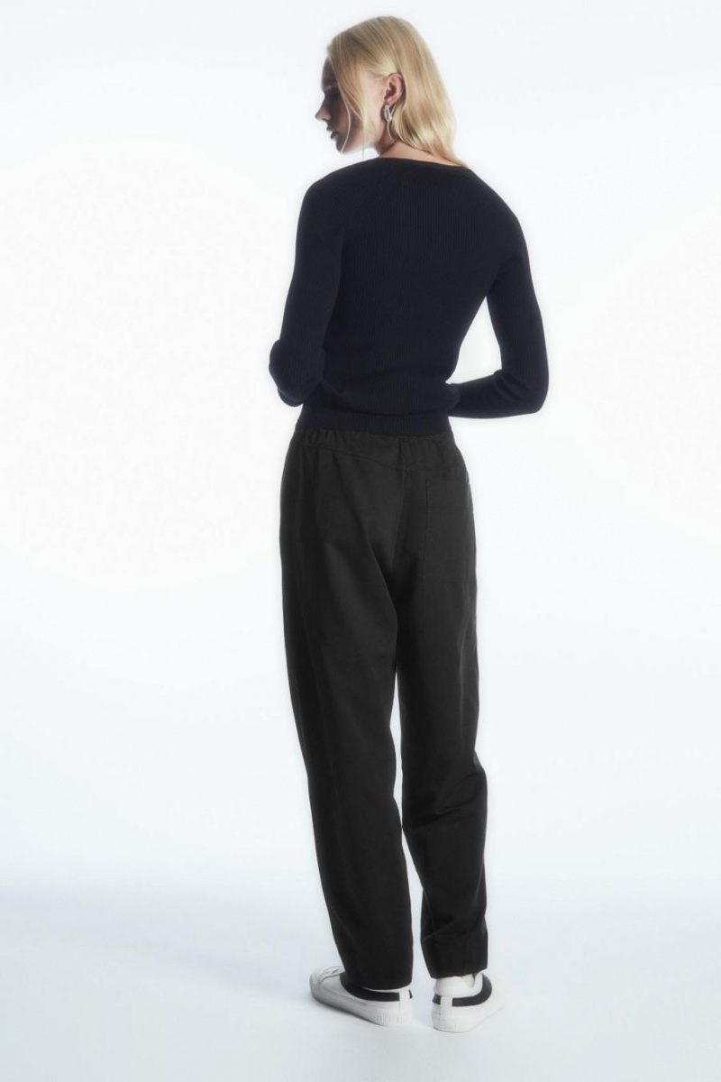 COS Barrel-leg Drawstring Nadrág Női Fekete | LTS-524978