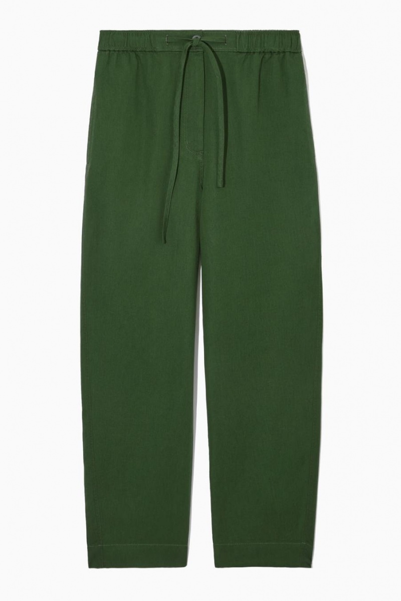 COS Barrel-leg Drawstring Nadrág Női Sötétzöld | DQW-021859