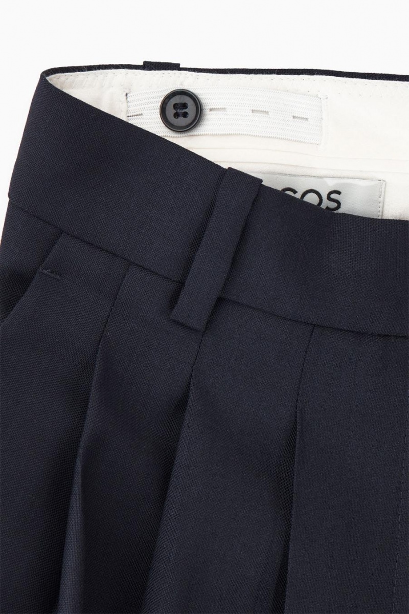 COS Barrel-leg Gyapjú Nadrág Női Sötétkék | YFK-740862