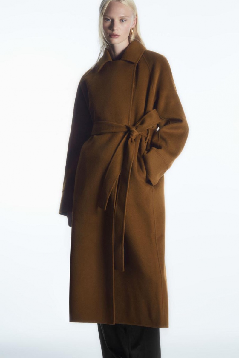 COS Belted Double-faced Gyapjú Kabát Női Barna | BSN-317650