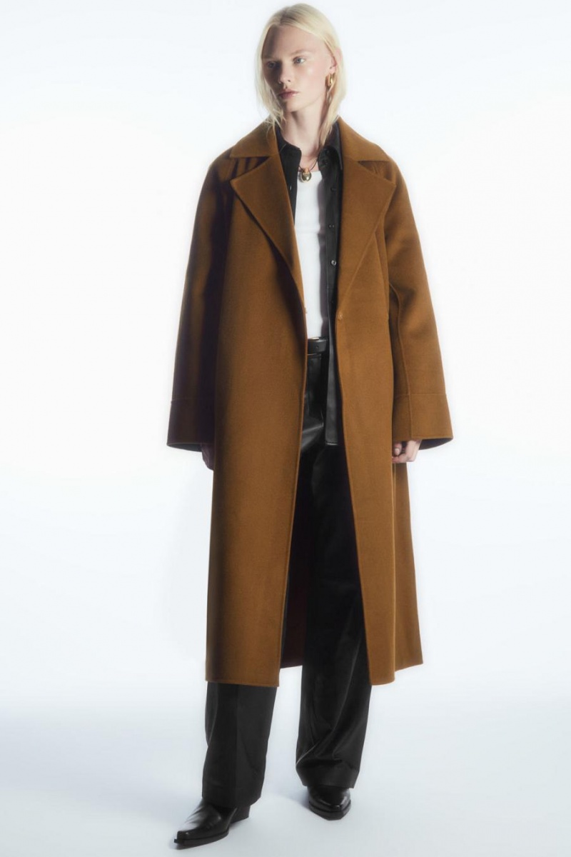 COS Belted Double-faced Gyapjú Kabát Női Barna | BSN-317650
