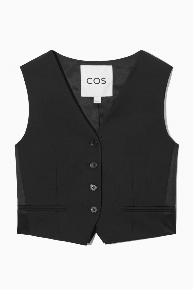COS Belted Gyapjú Blézer Női Fekete | GOI-312967