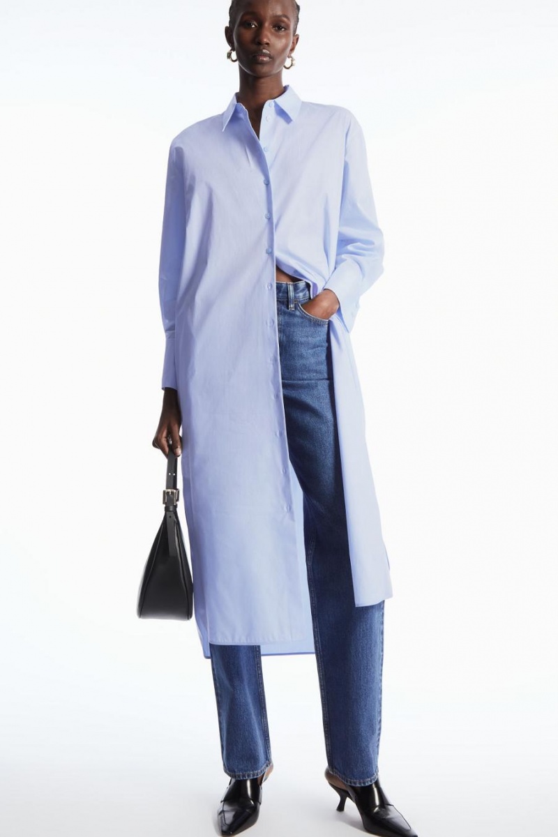 COS Belted Midi Shirt Ruha Női Világos Kék | DXC-036517