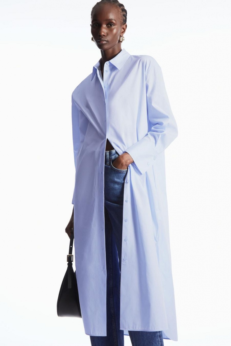 COS Belted Midi Shirt Ruha Női Világos Kék | DXC-036517