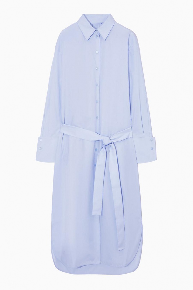 COS Belted Midi Shirt Ruha Női Világos Kék | DXC-036517