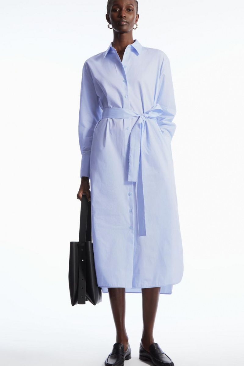 COS Belted Midi Shirt Ruha Női Világos Kék | DXC-036517